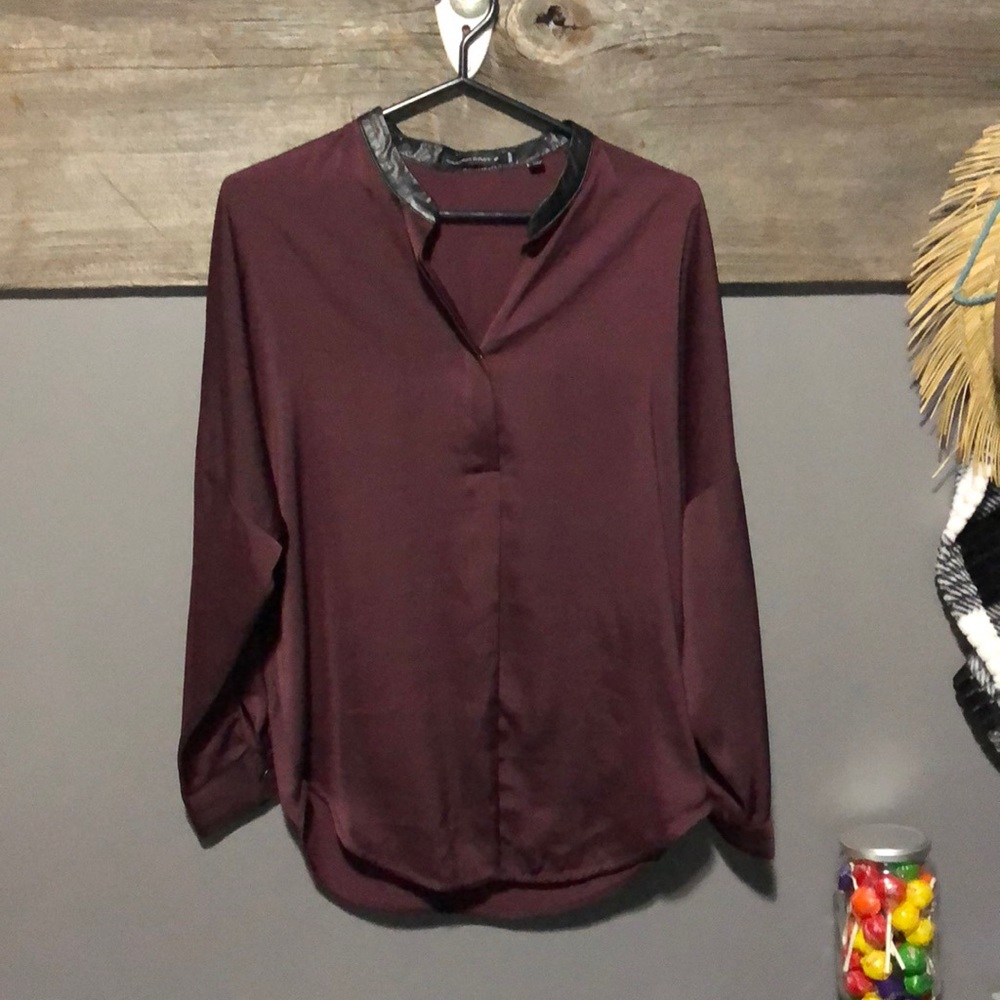 William Rast oversized leather blouse shirt